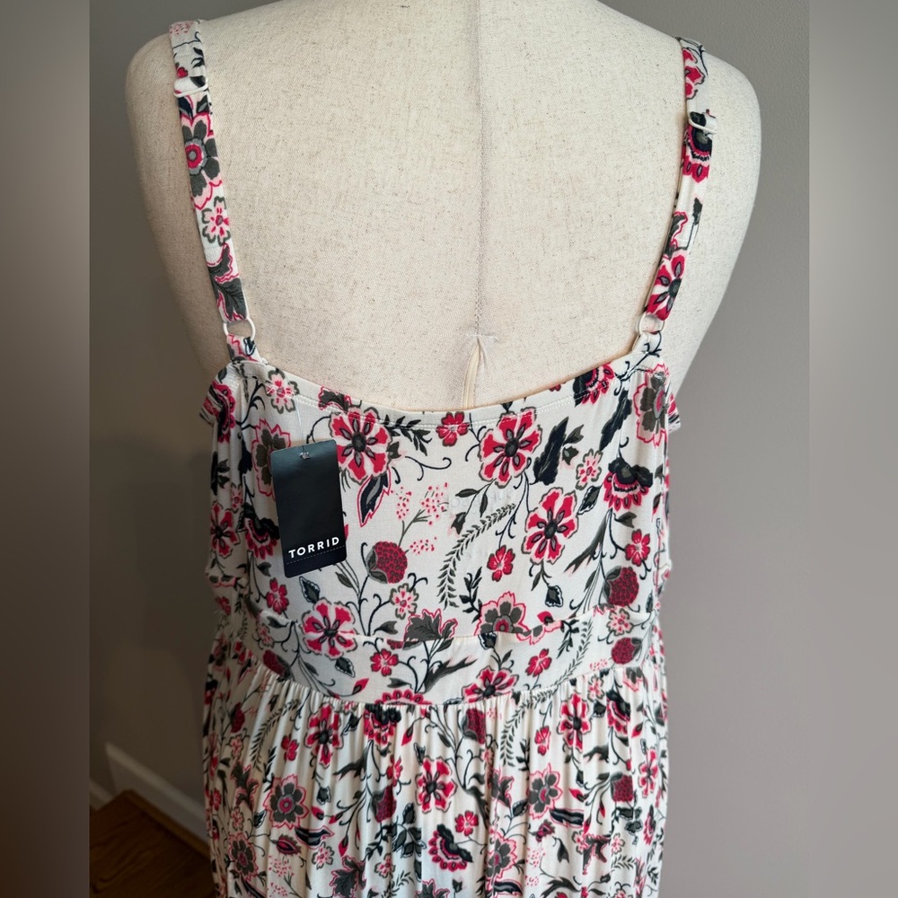 NWT Torrid Supersoft Floral Ivory Tie Front Midi Dress -Torrid Size 3 (22-24,3X) - Picture 9 of 16
